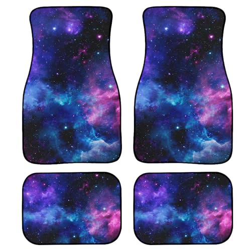 Blue Galaxy Car Floor Mats Carpet Universal Purple Nebula and Shining Stars in the Universe Floor Mats for Cars Vehicle Front Rear Rugs Cool Deep Space Print Car Accessories for Trucks - color: Violet