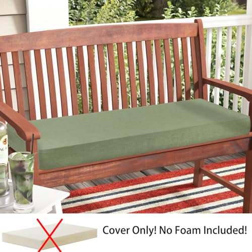 Magpie Fabrics Patio Bench Loveseat Cushion Covers (Replacement Cover only, No Insert!), Waterproof Fade Resistant Swing Cushion Slipcover with Ties(42x18x3 Inch, Green) - color: Green, size: 42x18x3 Inch (1 Count)