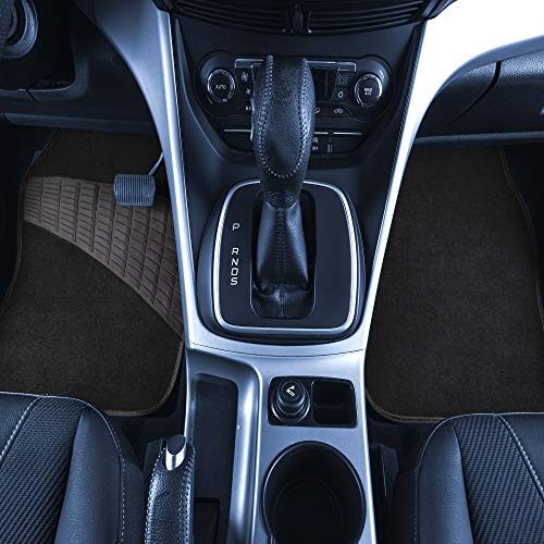 FH Group Color-Trimmed Non-Slip Carpet Car Floor Mats with Rubber Heel Pad – Universal Fit for Sedan, SUV & Truck – Full Set Black - color: BLACK