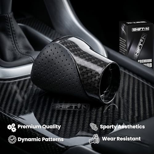 Gear Shift Knob Shifter for Lexus ES GS GX NX RC RX IS350 200t 300 350 450h 450hL 350L | OEM Style Replacement, fits F-Sport Trim (Punched Black Leather/Carbon Pattern) - color: Punched Black Leather / Carbon Pattern