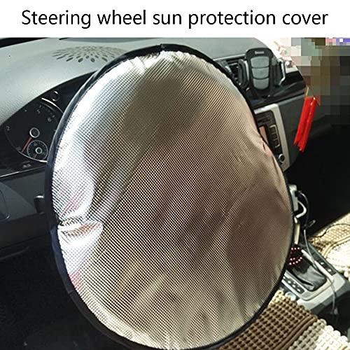 Steering Wheel Sun Shade Cover, Steering Wheel Sun Block Anti-Heat Aluminum Foil Steering Wheel Cover Steering Wheel Sun Heat Shield for SUV Truck Van