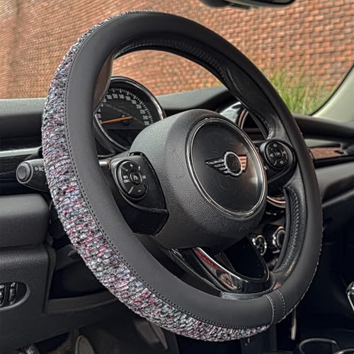 PINCTROT Chenille Leather Steering Wheel Cover, Soft Mottled Colors, Sweat-Proof, Non-Slip Grip, All-Season Comfort, Universal 14.5-15 Inch(Mottled Purple) - color: 7.Purple, size: Medium(Standard) Size[14 1/2''-15'']