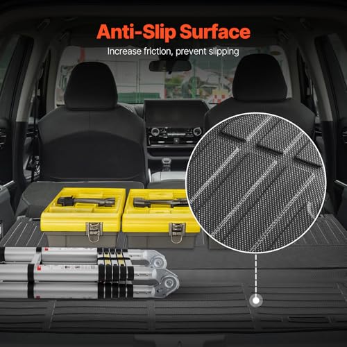 VEVOR Cargo Mats Compatible with Toyota Kluger & Highlander 2020-2024, Custom Fit TPE Cargo Liner Set for SUVs, Trunk and Rear Back Seat Protector Replacement, Trunk Mat and Backrest Mats - style: Toyota Kluger/Highlander 2020-2024