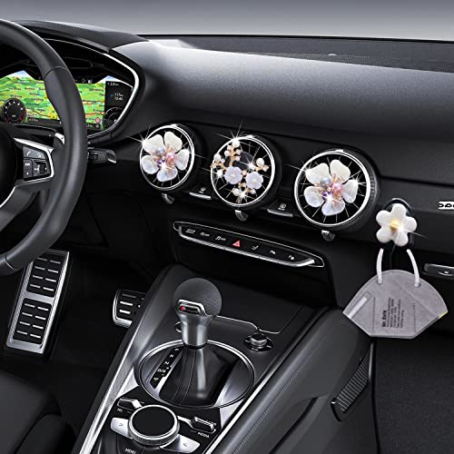 Pearl Daisy AromaBoost Car Diffusers - 3pcs with Mask Hook & Rhinestone Bling Decoration - color: 3 Pcs Pearl Daisy