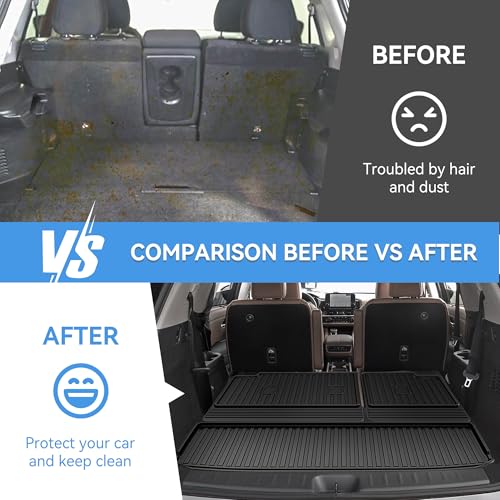 Cargo Mat & Backrest Mat Compatible with 2022-2026 Nissan Pathfinder Cargo Liner Trunk Mat TPE All Weather Back Seat Cover Protector 2024 Pathfinder Accessories (Trunk Liner + Backrest Mat) - style: 11) for Nissan Pathfinder 2022-2025 Cargo Liner & Seat B