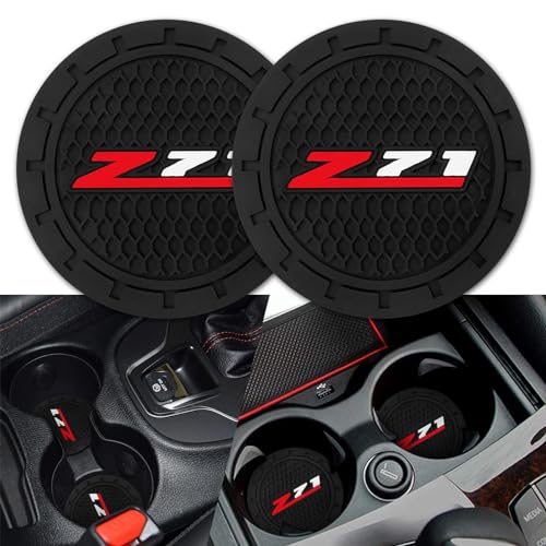 Car Cup Holder Coaster for Chevrolet Z71 Colorado Silverado Series Recessed Silicone Cupholder Coaster Interior Accessories 2.75in 2Pieces Black - color: Black-a9