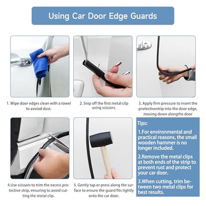 Winfort 16.5FT(5M) Universal Car Door Edge Protector Guards, No-Glue Required Rubber Seal U Shape Automotive Door Entry Guard, Suitable for Most Cars, SUVs and Trucks (Black)