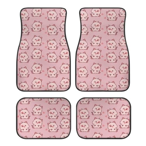 Anime Pig Love Pink Automotive Floor Mats Front and Rear Car Mat Carpet Set 4 Pcs Fit for SUV,Vans,sedans,Trucks - color: Anime Pig Love Pink