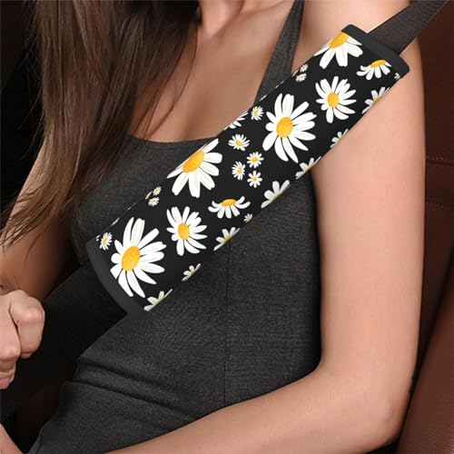 Dujiea Cute Daisy Flowers Car Seat Belt Cover Shoulder Strap Pads for Adults and Children, Soft Comfortable Seatbelt Protector Universal Fit Safety Belt Cushion for Car, Truck, SUV- Pack of 2 - color: Cute Daisy Flowers