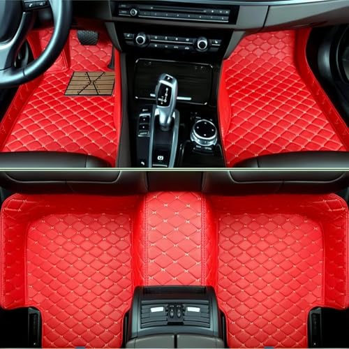 Custom Car Floor Mats Suitable for Cars, SUVs, Sports Cars, Trucks, car mats All-Weather Personalized, Fully Cover Luxury car Foot mats, Non-Slip Floor mats. (Red Beige) - color: Red Beige