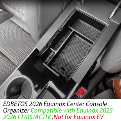 2026 Equinox Center Console Organizer Compatible with Chevy Equinox 2025 2026 LT/RS/ACTIV Armrest Storage Box Interior Pallet Insert Tray Secondary Accessories, Middle Console Tray, Not for EV