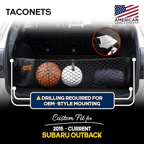 TacoNets Envelope Cargo Net for Subaru Outback - Fits 2015-Current - Upgraded 5mm Bungee - Integrated Storage Bag - Heavy Duty Hooks - Designed in USA - style: Subaru Outback 2015+