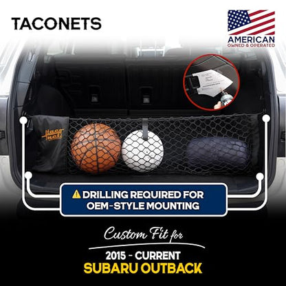 TacoNets Envelope Cargo Net for Subaru Outback - Fits 2015-Current - Upgraded 5mm Bungee - Integrated Storage Bag - Heavy Duty Hooks - Designed in USA - style: Subaru Outback 2015+