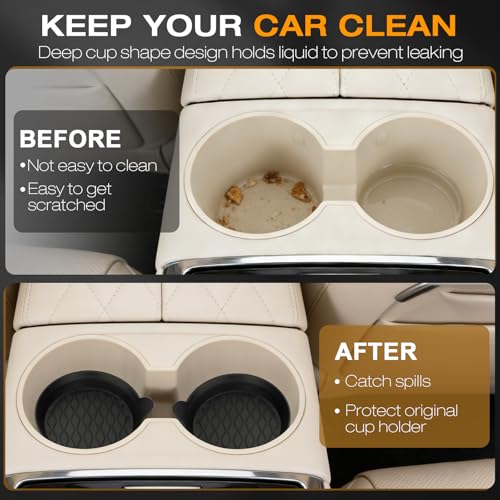 Car Coasters for Cup Holders, Universal Non-Slip Coasters Set of 4 Pack, Black Silicone Car Accessories Interior for Car Truck Cup Holder