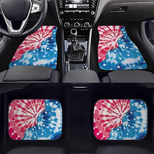 Car Mat Universal Fit 4-Piece Set Car Floor Mats Auto Front & Rear Floor Carpets for SUV Sedan Van, Tie Dye American Flag - color: Tie Dye American Flag