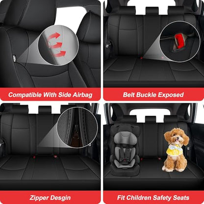 TTX LIGHTING Custom Fit Seat Covers for Toyota RAV4 2019 2020 2021 2022 2023 2024 2025 SE, LE,XLE,XLE Premium, Limited, Base, Full Set Waterproof Premium Faux Leather Airbag Compatible Black - size: 12.RAV4 2019-2025(Gas only) 5 Seat Full Set