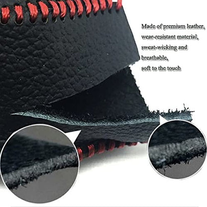 with Altima Logo Leather Gear Shift Knob Cover Protector Trim Automatic Transmission Interior Accessories for Nissan Altima 2013-2018(Not Fit 2.5SR/3.5)-Black Stitches