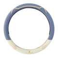 38cm Car Steering Wheel Cover, Universal 15 inch, Microfiber Breathable Ice Silk, Anti-Slip, Odorless, Easy to Install, Blue and White Contrast Design, Cute Cat for Girls, Ladies, Women
