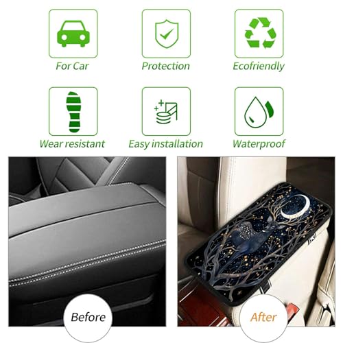 Universal Auto Center Console Pad and 2Pcs Car Coasters Set, Anti Slip Soft Neoprene Car Armrest Seat Box Cover Protector Universal Fit - Car Interior Accessories, Moondeer - color: 493