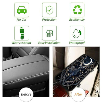 Universal Auto Center Console Pad and 2Pcs Car Coasters Set, Anti Slip Soft Neoprene Car Armrest Seat Box Cover Protector Universal Fit - Car Interior Accessories, Moondeer - color: 493