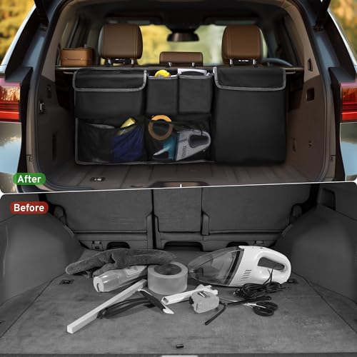 XHRING Car Trunk Organizer Storage Backseat Hanging Bag for Mazda CX5/CX-5 CX30/CX-30 CX50/CX-50 CX9/CX-9 CX3 CX7/CX-7 GS GT I Sport Touring Carbon Edition SUV Camping Accessories 2000-2025 2026