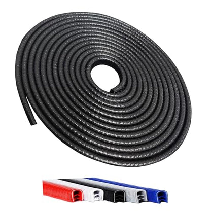 Winfort 16.5FT(5M) Universal Car Door Edge Protector Guards, No-Glue Required Rubber Seal U Shape Automotive Door Entry Guard, Suitable for Most Cars, SUVs and Trucks (Black)