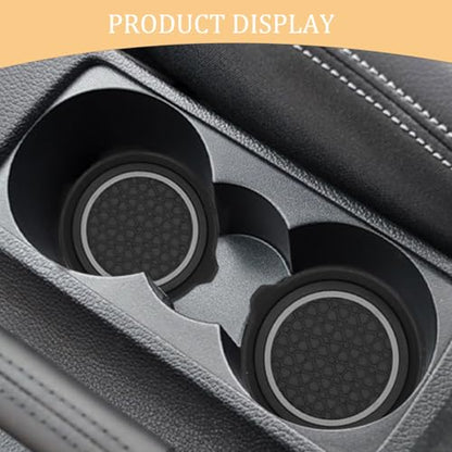 2PCS Car Cup Holder Coaster, Silicone Non-Slip Vehicle Cup Recessed Mats, Waterproof ＆ Sift-Proof Automotive Interior Insulation Drink Insert Pads, Universal Fit (Gray/Black) - color: Gray/Black