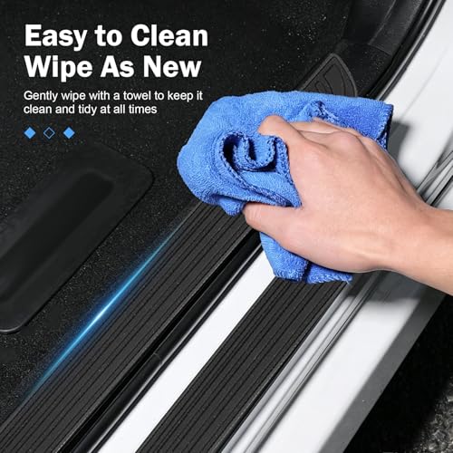 4PCS Car Door Sill Protector, PVC Anti-scratch Anti-slip Door Edge Protector, Self-adhesive Carbon Fiber Texture Exterior Accessories, for Most Cars (Black)