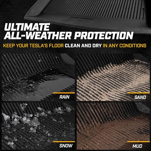 Cat® JustFit™ 3D Floor Mats for Tesla Model 3 2017–2024 Custom Fit Floor Mats Full Set, All Weather Waterproof TPE Car Mats, Heavy Duty Tesla Model 3 Accessories for Ultimate Interior Protection