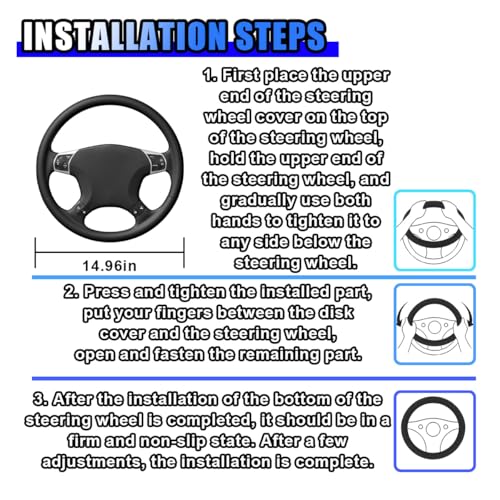 3PCS Silicone Car Steering Wheel Cover Set, Anti-Slip Car Steering Wheel & Handbrake & Gear Shift Cover, Universal Auto Interior Decoration Protector for Most Vehicles (Rose Red)