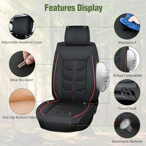 Nilight Car Seat Covers Custom Fit 2007-2024 Jeep Wrangler JK JL 4-Door Waterproof Faux Leather Cushion Full Set with Split Bench 40/60 for Unlimited Sahara Rubicon Willys Chief Moab - color: Full Sets 5 Seat, style: Jeep Wrangler 2007-2024