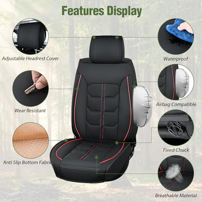 Nilight Car Seat Covers Custom Fit 2007-2024 Jeep Wrangler JK JL 4-Door Waterproof Faux Leather Cushion Full Set with Split Bench 40/60 for Unlimited Sahara Rubicon Willys Chief Moab - color: Full Sets 5 Seat, style: Jeep Wrangler 2007-2024