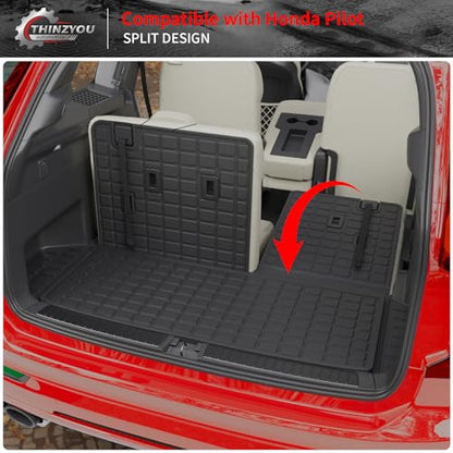 Trunk Mat Compatible with 2023-2026 Honda Pilot Cargo Mat Cargo Liner Trunk Liner Back Seat Cover Protector TPE All Weather 2025 Pilot Accessories (Trunk Mat with Backrest Mat) - style: For Honda Pilot | 2023-2026