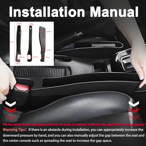 2 PCS Car Seat Gap Filler, Seat Gap Filler with Black-Carbon Fiber Texture for Cars SUV Trucks, Console Side Gap Organizer Storage Box with Charge Cable Hole, Fit for 1.2 Inches Seat Console Gap - color: Black-2PCS with Carbon Fiber Texture