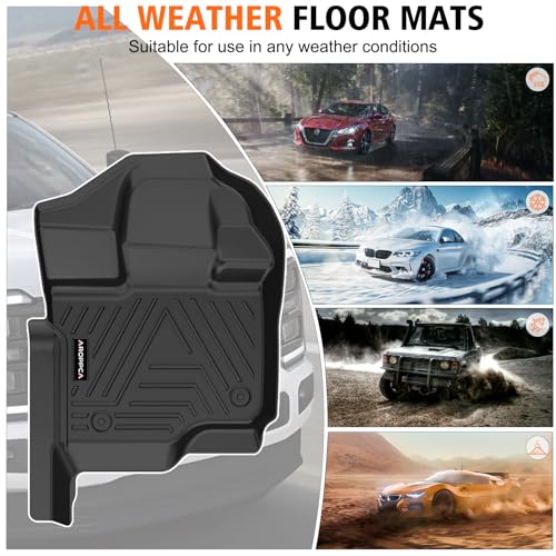 All Weather Floor Mats for 2017-2026 Ford F250/F350/F450 SuperCrew Cab with Rear Under Seat Storage, TPE Rubber Floor Liners Anti-Slip Full Set Automotive Mats for 2024 2025 F250/F350/F450 Accessories
