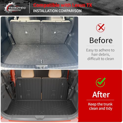 Floor Mats Compatible with 2024 2025 2026 Lexus TX350 TX500h TX550h+ 6&7 Seats Cargo Mat Trunk Liner Back Seat Cover All Weather TX Accessories (Floor Mats+Trunk Mat with Backrest Mat) - style: For Lexus TX | 2024-2026