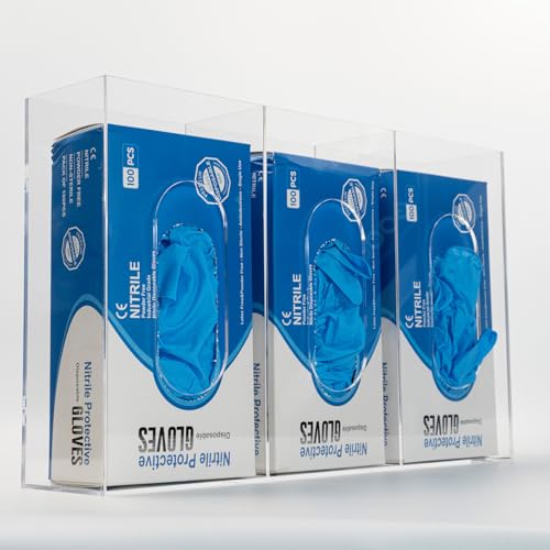 Glove Box Holder Dispenser Acrylic Single Side Loaded Clear Rack Storage Organizer for Medical, Latex - color: Triple