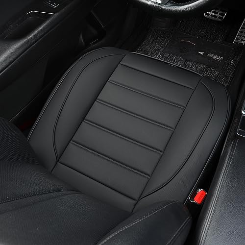 1 Pack Leather Front Car Seat Covers,Bottom Seat Covers for Cars,Driver Car Seat Cushion Cover,Luxury Seat Protectors,Waterproof,Full Wrap,for Most Vehicles,Sedan,Truck,SUV(Black)