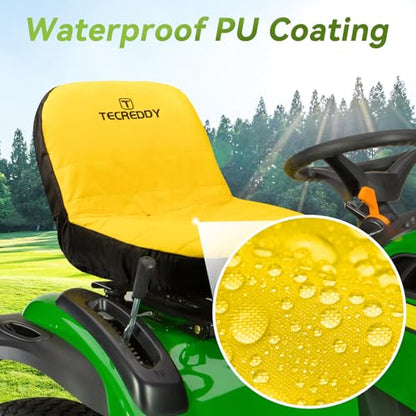 Lawn Mower Seat Cover, Weatherproof Heavy Duty Tractor Seat Cover Compatible with John Deere LP92324 Cub Cadet Riding Lawn Mower, Medium - color: Yellow, size: Medium