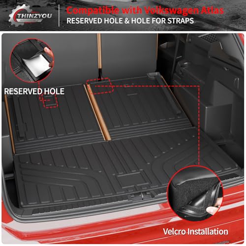Floor Mats Compatible with 2018-2025 2026 Volkswagen Atlas (NOT for Cross Sport) Cargo Mat Cargo Liner Back Seat Cover 2024 VW Atlas Accessories (Trunk Mat with Backrest Mat+Floor Mats) - style: For Volkswagen Atlas | 2018-2026