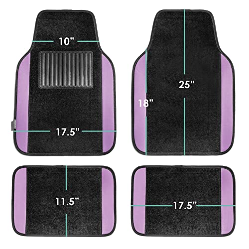 FH Group Automotive Floor Mats – Universal Fit Premium Carpet Car Mats with Driver Heel Pad, Full Set for Cars, SUVs & Trucks - Purple - color: Purple