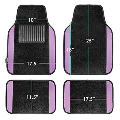FH Group Automotive Floor Mats – Universal Fit Premium Carpet Car Mats with Driver Heel Pad, Full Set for Cars, SUVs & Trucks - Purple - color: Purple
