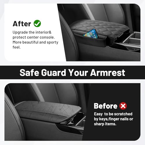 Autorder Center Console Cover for 2016-2021 Hyundai Tucson Accessories Leather Armrest Cushion Cover with Storage Pockets Anti-Scratch Armrest Pad for Cat Dog Pet - size: 2016-2021 Hyundai Tucson