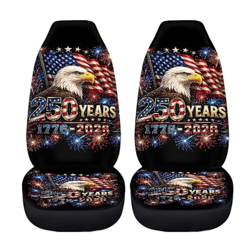 American 250th Anniversary Patriotic Car Seat Covers Front Seats Only Eagle Patriotic Automotive Vehicle Seat Covers Cars Interior for Cars, Sedans, Trucks, SUV - color: Eagle Usa Flag 250th