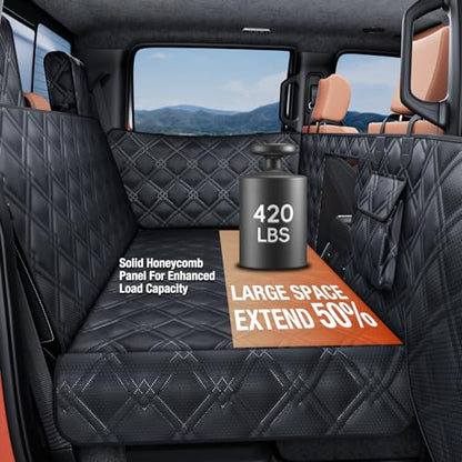 Surfcabin Truck Back Seat Extender for Dogs – Waterproof Full Size Pickup Pet Seat Cover with Door Protection, Hard Bottom Holds 420 lbs Dog Hammock for F150, RAM 1500 & More - size: Fit for Fullsize Trucks