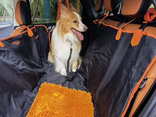 FAN WU 2-in-1 Dog Car Seat Cover with Removable Sniffle Mat - Calming Anxiety Relief Dog Hammock for Back Seat, 100% Waterproof Scratchproof Pet Seat Protector, Universal Fit for Cars, SUVs & Trucks