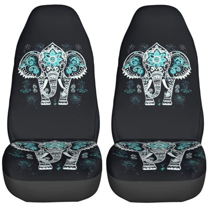 Dujiea Painted Mandala Tribe Elephant Car Front Seat Covers 2 Pcs Universal Auto Seat Covers Front Seats Only, Vehicle Bucket Seat Protectors Fit for Most Car SUV Sedan and Truck - color: Painted Mandala Tribe Elephant