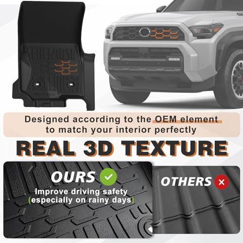 TripleAliners Floor Mats All Weather Liners Compatible with Toyota 2025 2026 4Runner Accessories Custom Fit TPE Heavy-Duty 1st & 2nd & 3rd Row Waterproof Anti-Slip Floor Liners (7 Seats ONLY) - size: 4Runner | 7-Seat | 2025+