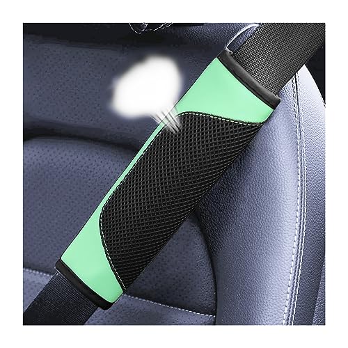 BESULEN Car Seat Belt Pads Cover, 2 Pack Leather Mesh Universal Seatbelt Shoulder Strap Protector, Soft Harness Pad Safety Belt Cover for Comfortable Driving, Car Interior Accessories (Green) - color: Green
