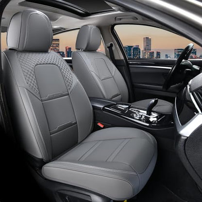 Coverado Car Seat Covers Front Seats, 2 Piece Car Seat Protector with Removable Headrest, Nappa Leather Breathable Front Seat Cushion Side All Wrapped Universal Fit Truck Automotive Most Cars Gray - color: Nappa-Gray, size: Front
